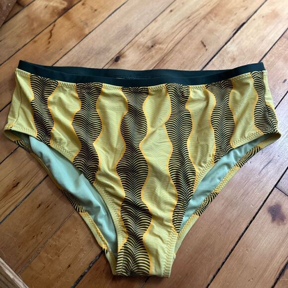 Micro Wave Print Cheeky HighWaist Bikini Bottom FeNoelxTarget MutedGreen NWOT 2X - Picture 9 of 11